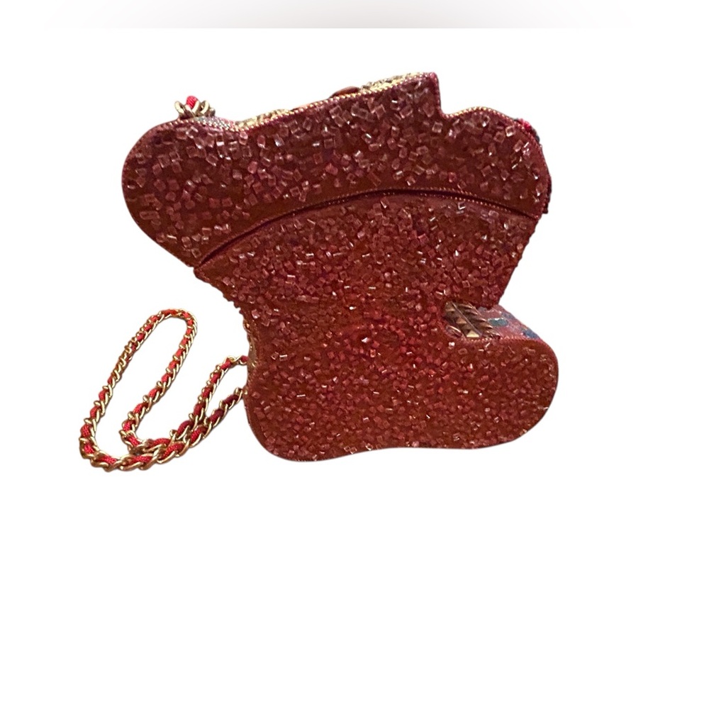 Christmas Stocking Jeweled Beaded Box Purse Clutch Handbag Holiday Unique - Picture 3 of 13